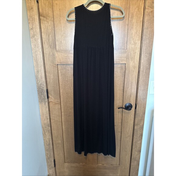 Chelsea & Theodore Dress Womens PM Black Bright Embroidery Maxi Boho Hippy 70s - Picture 5 of 5